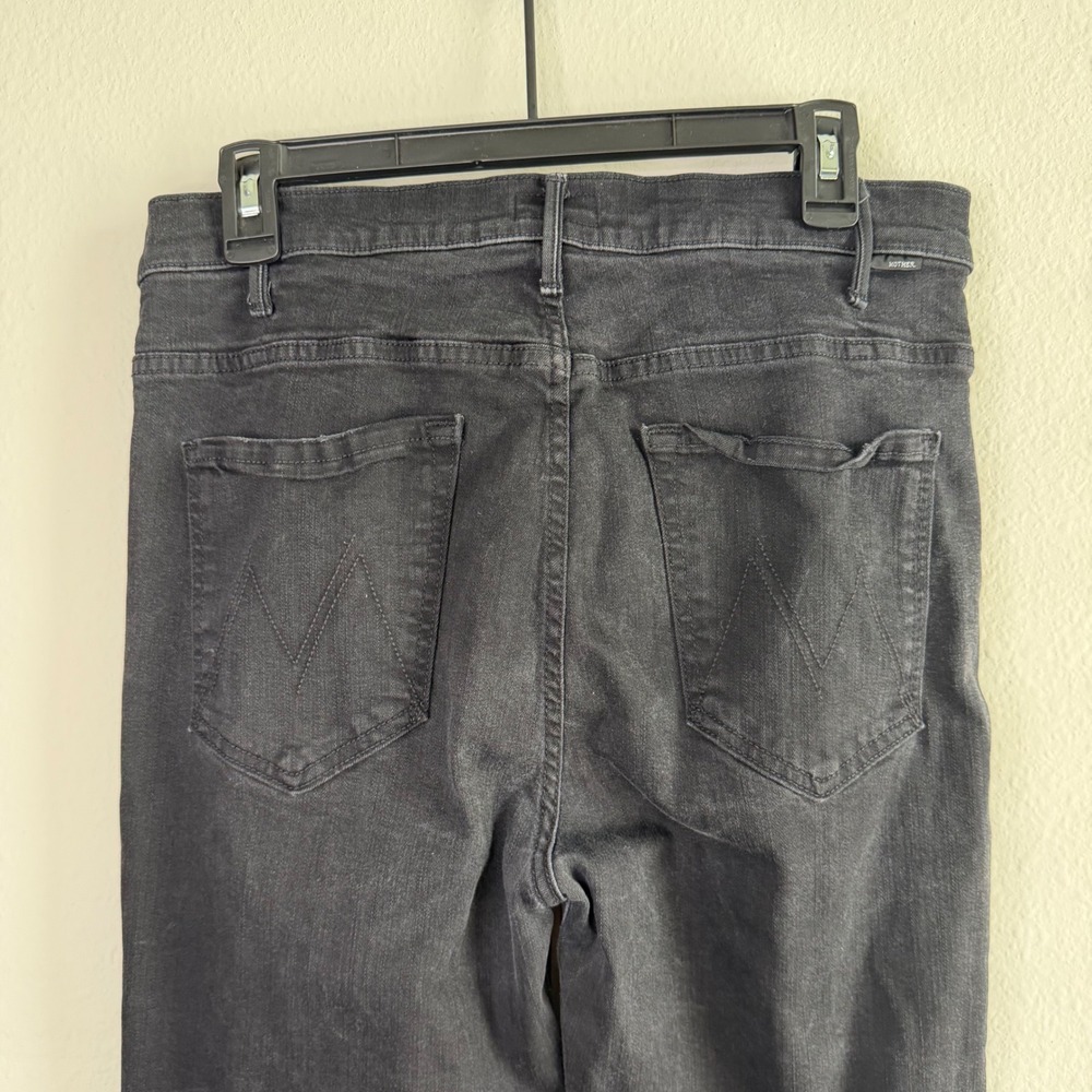 MOTHER Hustler Fray Ankle Jeans Black High Rise Flare Womens 30 - Picture 10 of 13